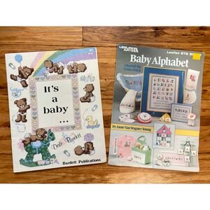 Vintage Baby Cross Stitch Pattern Booklets Leisure Arts & Burdett Publications